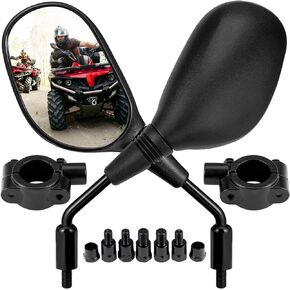 KEMIMOTO ATV Mirrors, 8MM 10MM Motorcycle Mirrors for Handlebar ATV Accessories Compatible with Scooter Snowmobile Mope, 360 Degrees Ball-Type Adjustment