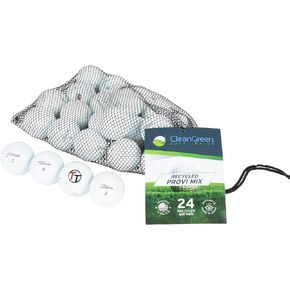 Clean Green Golf Balls 24 for Titleist Pro V1 Recycled Golf Balls Mix - Includes Used Golf Balls Bulk and Mesh Reusable Bag - Recycled & Used Golf Balls for Men and Women