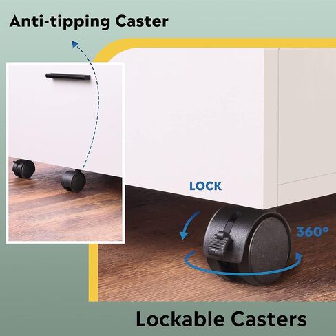 خزانة ملفات DEVAISE ذات 3 أدراج للمكتب المنزلي، خزانة ملفات خشبية أسفل المكتب، حامل طابعة متدحرج بعجلات، خشب الجوز in Kuwait