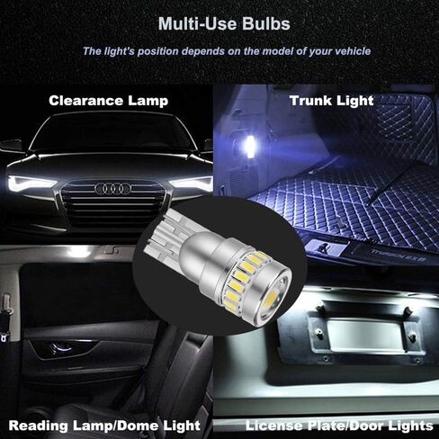 مصابيح زينون بيضاء 194 168 LED خالية من الأخطاء T10 W5W 175 2825 192 لمبات LED مع عدسة + 19 شريحة LED 360 درجة مصابيح داخلية للسيارة فائقة السطوع لمبات لوحة ترخيص السيارة (قطعتان) in Saudi Arabia