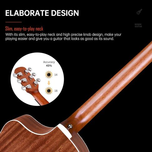 N10 Acoustic Guitar for Beginner Adults Full Size Dreadnought Solid Spruce Top Acustica Guitarra Bundle Kit with Gig Bag Tuner Strap Strings Capo Picks Cleaning Cloth, Rerto in Kuwait