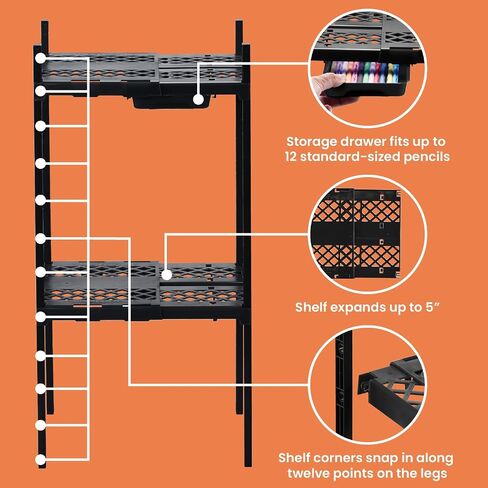 LockerMate Double Locker Shelf, Adjustable Width and Height to Fit Most School Lockers, Black in Saudi Arabia