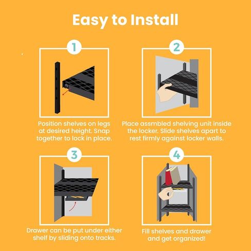 LockerMate Double Locker Shelf, Adjustable Width and Height to Fit Most School Lockers, Black in Saudi Arabia