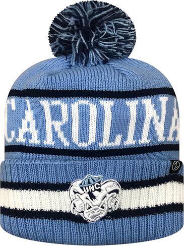Zephyr NCAA Team Color-Retro Logo -Cuffed Knit Skully Beanie Pom Hat in Saudi Arabia