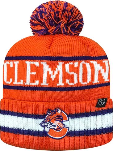 Zephyr NCAA Team Color-Retro Logo -Cuffed Knit Skully Beanie Pom Hat in Saudi Arabia