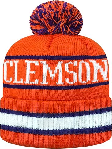 Zephyr NCAA Team Color-Retro Logo -Cuffed Knit Skully Beanie Pom Hat in Saudi Arabia