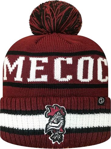 Zephyr NCAA Team Color-Retro Logo -Cuffed Knit Skully Beanie Pom Hat in Saudi Arabia
