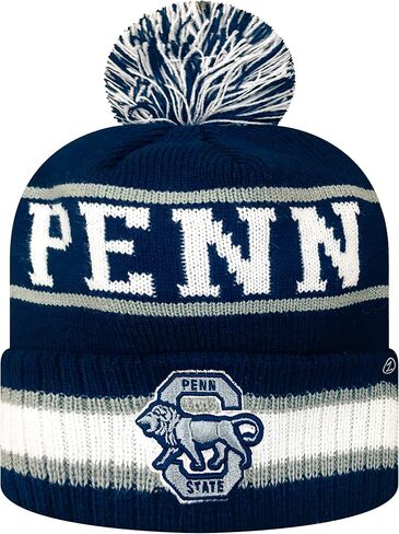 Zephyr NCAA Team Color-Retro Logo -Cuffed Knit Skully Beanie Pom Hat in Saudi Arabia