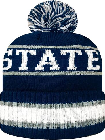 Zephyr NCAA Team Color-Retro Logo -Cuffed Knit Skully Beanie Pom Hat in Saudi Arabia