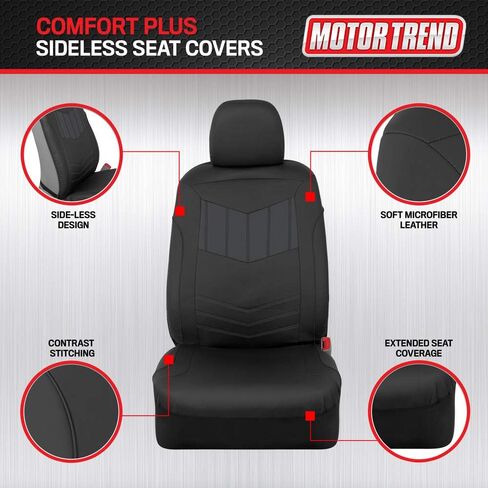أغطية مقاعد من الجلد الصناعي باللون الرمادي الفائق من Motor Trend، مقاعد أمامية - تصميم حديث بلونين، واقيات مقاعد سهلة التركيب، أغطية داخلية لسيارة شاحنة فان وسيارات الدفع الرباعي in Saudi Arabia