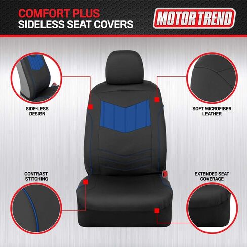 أغطية مقاعد من الجلد الصناعي باللون الرمادي الفائق من Motor Trend، مقاعد أمامية - تصميم حديث بلونين، واقيات مقاعد سهلة التركيب، أغطية داخلية لسيارة شاحنة فان وسيارات الدفع الرباعي in Saudi Arabia