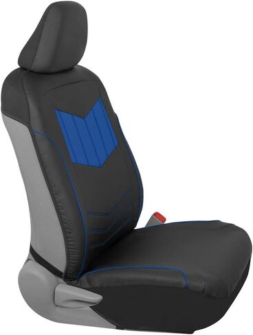 أغطية مقاعد من الجلد الصناعي باللون الرمادي الفائق من Motor Trend، مقاعد أمامية - تصميم حديث بلونين، واقيات مقاعد سهلة التركيب، أغطية داخلية لسيارة شاحنة فان وسيارات الدفع الرباعي in Saudi Arabia