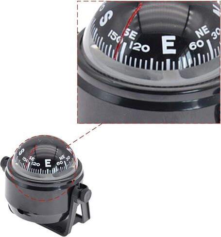 Automotive Compass Ball,Compass for Car,Dash Compass,Multifunctional Car Compass with Bracket,Dashboard Compass for Boat Car Truck to Find Direction (Black) in Saudi Arabia