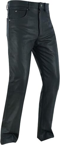 Dream Apparel Mens Motorcycle Black Leather Pants Jeans Style Motorcycle Riding Pants for Biker with 5 Pockets in Saudi Arabia