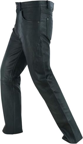 Dream Apparel Mens Motorcycle Black Leather Pants Jeans Style Motorcycle Riding Pants for Biker with 5 Pockets in Saudi Arabia