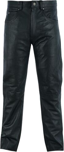 Dream Apparel Mens Motorcycle Black Leather Pants Jeans Style Motorcycle Riding Pants for Biker with 5 Pockets in Saudi Arabia