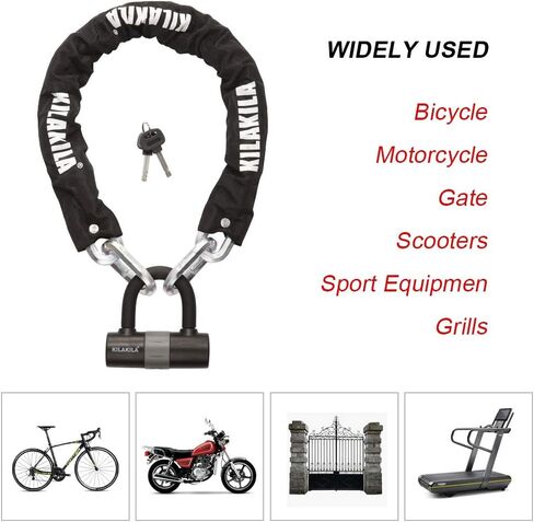 KILAKILA Security Chain Lock Heavy Duty Bike Lock 10mm Bicycle Lock Motorbike Lock Disc Lock with 16mm U Lock in Saudi Arabia