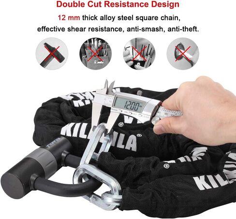 KILAKILA Security Chain Lock Heavy Duty Bike Lock 10mm Bicycle Lock Motorbike Lock Disc Lock with 16mm U Lock in Saudi Arabia