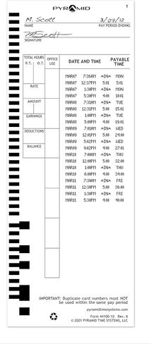 Pyramid Time Systems, Model 5000 Auto Totaling Time Clock, Handles up to 100 Employees, Made in USA, Black & 400-10 Time Card Rack, 10 Pockets, Easily expands to Hold up to 10 time Cards in Saudi Arabia