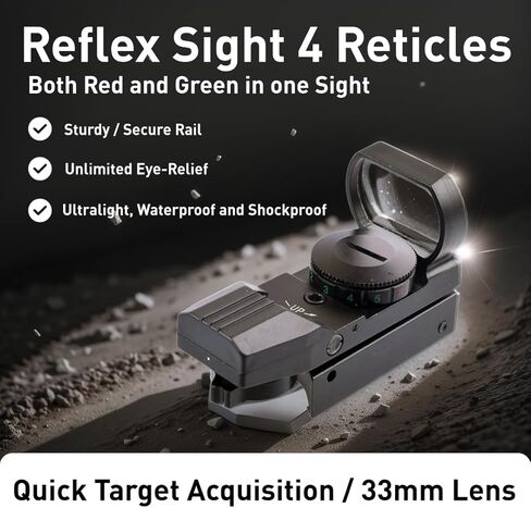 2MOA جهاز رؤية بنقطة حمراء وخضراء مع بصريات رؤية منعكسة 4 نمط شبكاني أسود in Kuwait