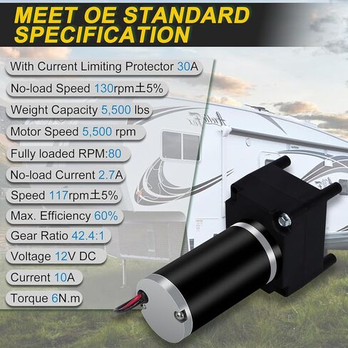 محرك ترس الهبوط للعجلة الخامسة RV LG-142178 متوافق مع محرك تروس الهبوط Lippert Venture Stromberg Carlson & Atwood، M-9000-PK Venture RV، سعة 5500 رطل، 142178 محرك ترس الهبوط in Kuwait