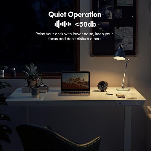 BANTI Electric Standing Desk with Drawers, 48 inch Whole-Piece Glass Desktop, Height Adjustable Stand up Sit Stand Home Office Ergonomic Workstation, Black Tabletop in Kuwait