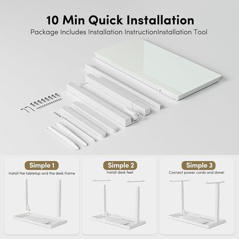 BANTI Electric Standing Desk with Drawers, 48 inch Whole-Piece Glass Desktop, Height Adjustable Stand up Sit Stand Home Office Ergonomic Workstation, Black Tabletop in Kuwait