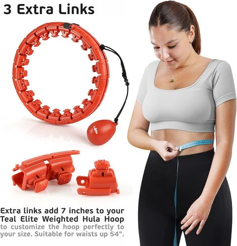 3 Extra Links for Teal Elite Weighted Hula Hoop Red, Extension Knots for Fitness Hoop - Plus Size Accessories for Adults Weight Loss in Kuwait