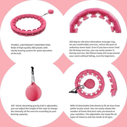 Weighted Fitness Hoola Hoop for Exercise,for Adults & Kids,2 in 1 Weight Loss 24 Detachable Knots Loos Hoops, Equipment for Adult in Saudi Arabia