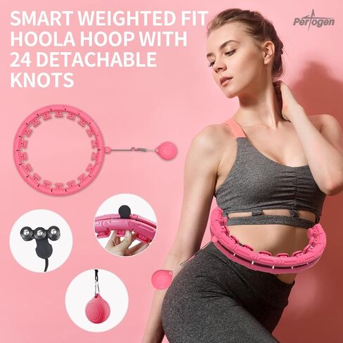 Weighted Fitness Hoola Hoop for Exercise,for Adults & Kids,2 in 1 Weight Loss 24 Detachable Knots Loos Hoops, Equipment for Adult in Saudi Arabia