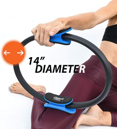 الدائرة السحرية للبيلاتس الطبيعية | حلقة بيلاتيس 14 بوصة لتمرين الفخذ الداخلي والخارجي للنساء | دائرة مع قبضة مزدوجة | حلقة اللياقة البدنية وأرضية الحوض لممارسة التمارين in Kuwait