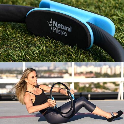 الدائرة السحرية للبيلاتس الطبيعية | حلقة بيلاتيس 14 بوصة لتمرين الفخذ الداخلي والخارجي للنساء | دائرة مع قبضة مزدوجة | حلقة اللياقة البدنية وأرضية الحوض لممارسة التمارين in Kuwait