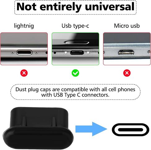 Type C Port Dust Plugs, 6Pcs USB C Silicone Dust Covers Dust Cover Caps Phone Type-C Anti Dust Charging Port Plug Dust Protectors Compatible with Laptop Smartphones(B) in Saudi Arabia