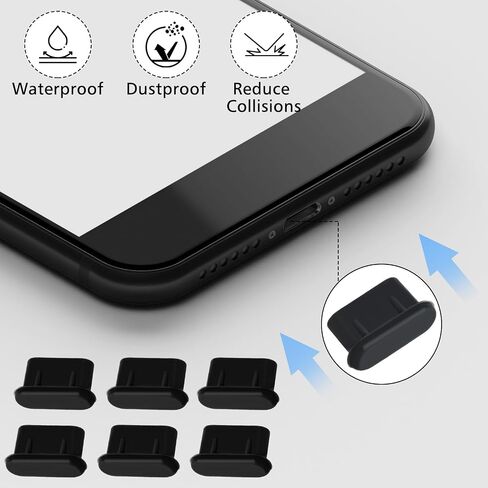 Type C Port Dust Plugs, 6Pcs USB C Silicone Dust Covers Dust Cover Caps Phone Type-C Anti Dust Charging Port Plug Dust Protectors Compatible with Laptop Smartphones(B) in Saudi Arabia
