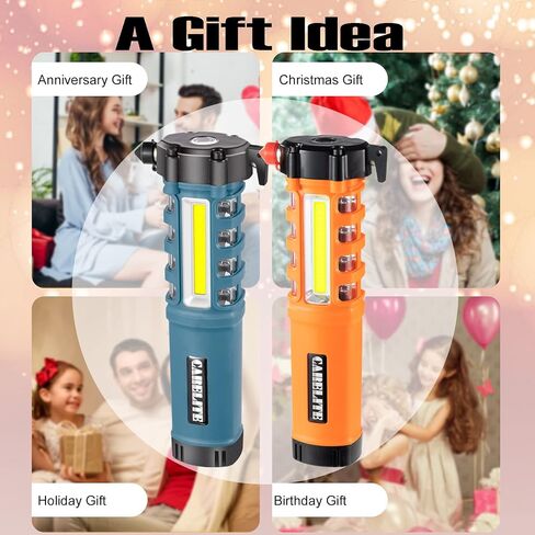 Multi-Function Emergency Car Flashlight, Essential Car Escape Tool, Life Saving Rescue Gear: Seatbelt Cutter Window Breaker Worklight Flashlight Flash Beacon in Kuwait