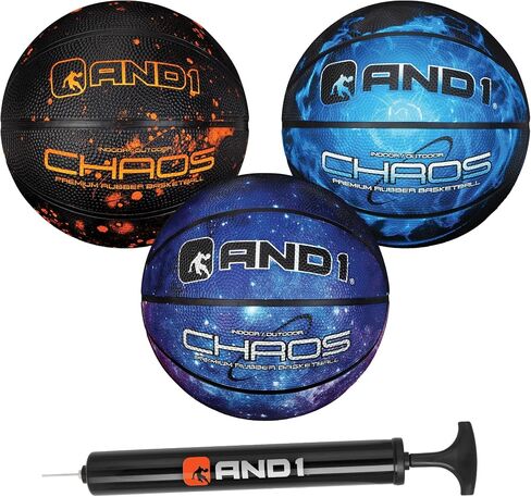 AND1 Mini Basketball 3 Pack Set for Kids (Deflated w/Pump Included): - Size 3 7-Inch Premium Youth Size Basketballs, Easy to Grip, Made for Indoors and Outdoors in Saudi Arabia