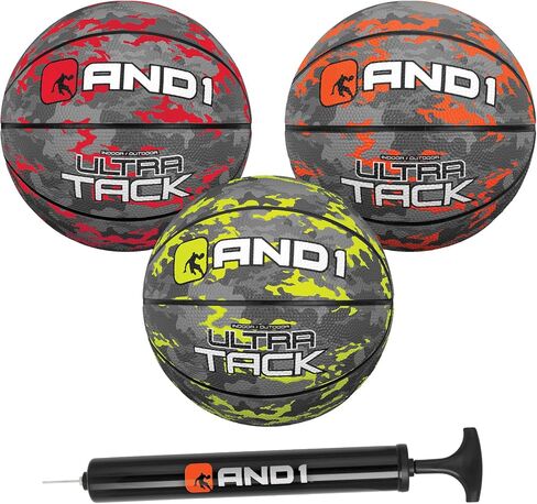 AND1 Mini Basketball 3 Pack Set for Kids (Deflated w/Pump Included): - Size 3 7-Inch Premium Youth Size Basketballs, Easy to Grip, Made for Indoors and Outdoors in Saudi Arabia