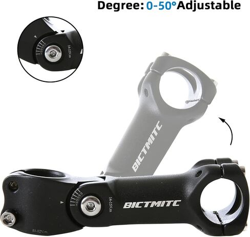 BIKE WORK Bike Stem 110mm 130mm 0-50 Degree Adjustable Mountain Bike Stem Short Handlebar Stem Riser for Bicycle, Road Bike, MTB, BMX, Cycling in Saudi Arabia