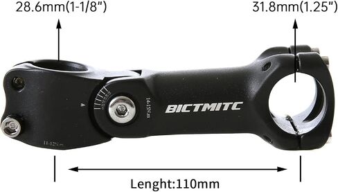 BIKE WORK Bike Stem 110mm 130mm 0-50 Degree Adjustable Mountain Bike Stem Short Handlebar Stem Riser for Bicycle, Road Bike, MTB, BMX, Cycling in Saudi Arabia