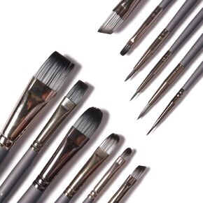 Miniature Painting Kit - (Set of 13) Fine Micro Detail Paint Brushes, Miniature Paint Brushes for Models, Face, Nail Art, Fantasy, Acrylic, Watercolor, Oil, By Numbers, Citadel Figurines Warhammer 40k