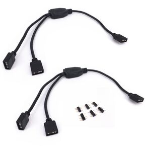 2PCS ARGB Splitter Cable 5V 3 Pin Addressable RGB Splitter Extension Cable ARGB Chassis CPU Heat Sink LED Sync Cable 1-to-2 Female to Female 28cm/11inch Long