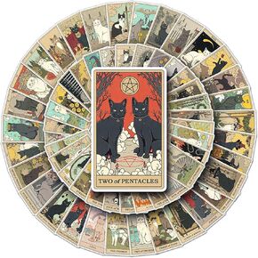 62Pack Tarot Myth Magic Astrology Divination Stickers for Laptop,Water Bottle,Hydroflask,Skateboard Phone Aesthetic Future Love Fortune Waterproof Vinyl Sticker Decal for Teens Adults Girls