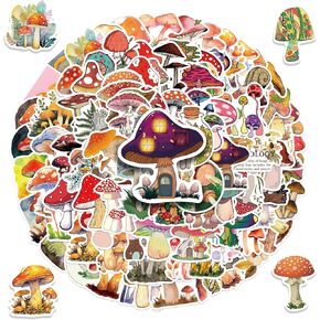 100Pcs Aesthetic Mushroom Stickers for Water Bottles, Cute Sticker Packs for Kids Teen Girls, Waterproof Vinyl Mushroom Stickers Bulk for Adults, Scrapbook Laptop Hydroflask Computer Luggage Decals