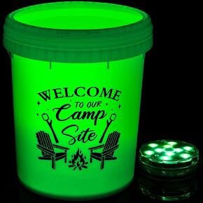 Havawish 5 Gallon Light up Camping Bucket Plastic Camping Bucket with 7 Colors Submersible LED Lights Camping Latern Bucket Campers Gifts for Outdoor Camping Fishing Water Pail House Cleaning