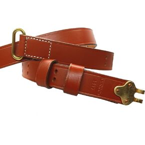 US M1 Garand Leather Rifle Sling WWII 1907 Pattern Springfield Gun Sling WWI 1903 Black Brown Steel Brass (Tan Brass H/W)