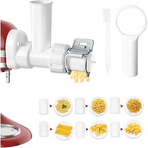 6 IN 1 Gourmet Pasta Attachment for KitchenAid Stand Mixer, Extruder Pasta Maker Attachment with 6 Different Shapes Outlet for KitchenAid Stand Mixer, Pasta Press Outlet Accessories, Dishwasher Safe