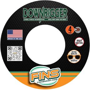 FINS Downrigger Braid - USA Made - Rust-Free Deep Sea Fishing Line, Reduces Blow-Back, No Kink High-Performance Braided Cable Alternative