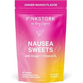 Pink Stork Organic Peppermint Sweets for Morning Sickness and Motion Sickness Support, Added Vitamin B6, 1st Trimester Pregnancy Must Haves - 30 Wrapped Peppermint Candies in Saudi Arabia