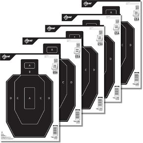 Allen Company EZ Aim® Paper Shooting Targets, IPSC Silhouette, Peel Away Target Pad, 12" W x 18" H, 50-Pack, Black/White