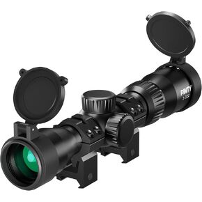 Pinty 2-7x32 Rifle Scope, Multicoated Lens Optical Riflescope, Shockproof BDC Reticle Scope for Hunting Shooting, Scope Mount Rings Included